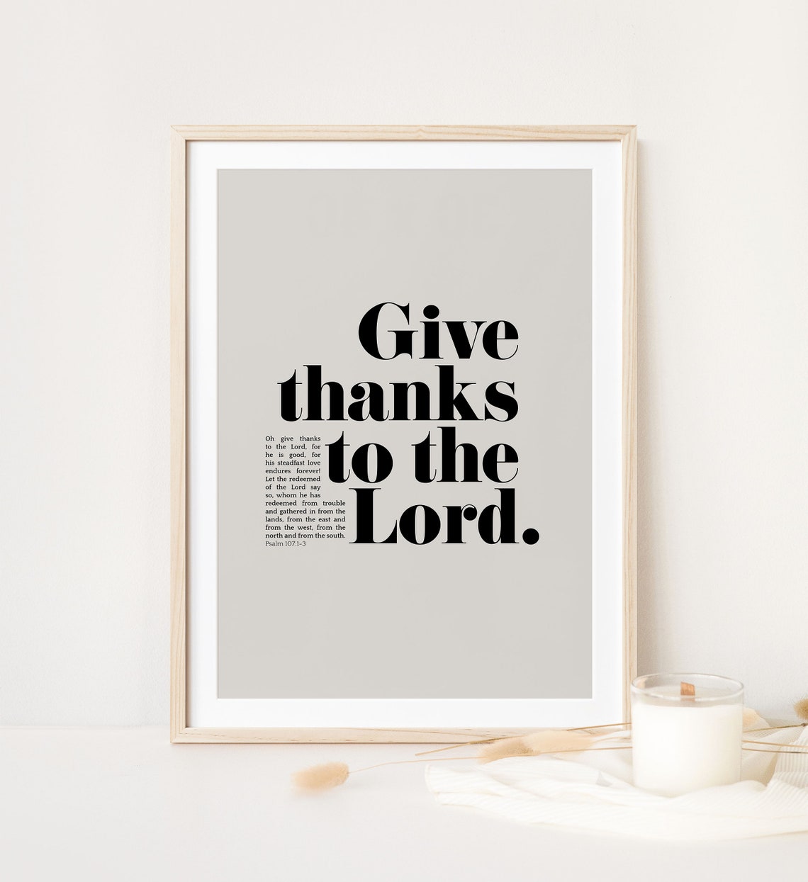 Psalm 1071 3 Give Thanks To The Lord Bible Verse Wall Art Christian Art Modern Minimalist Scripture Home Decor Contemporary Design - Image 6