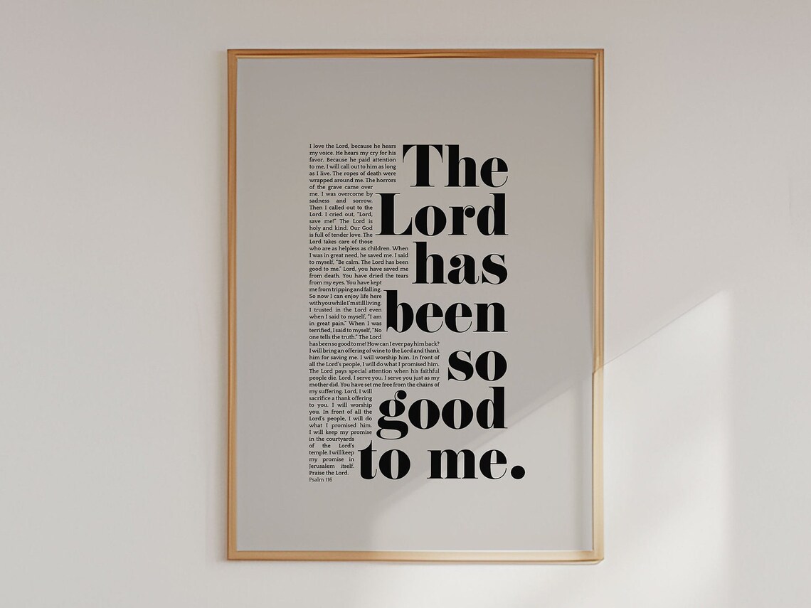 Psalm 116 The Lord Has Been So Good To Me Bold Serif Bible Verse Wall Art