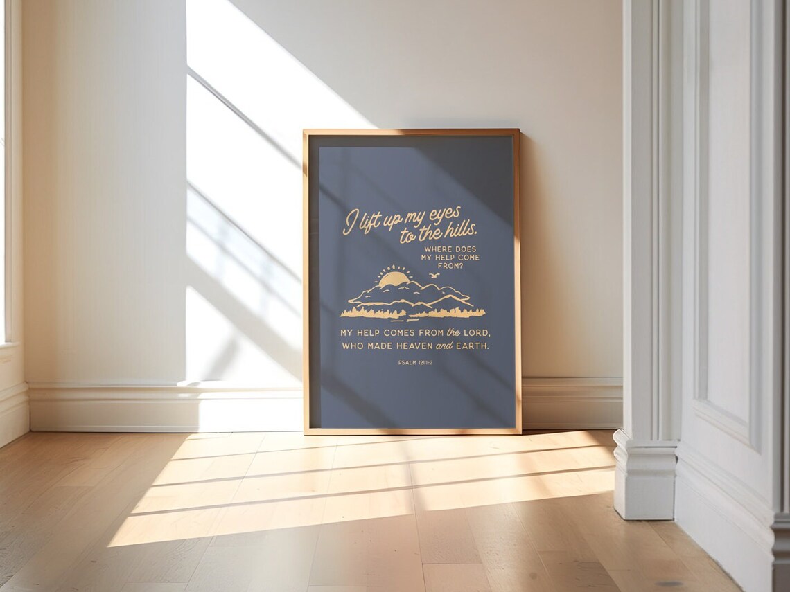 Psalm 121 Bible Verse, Vintage Retro Art Print