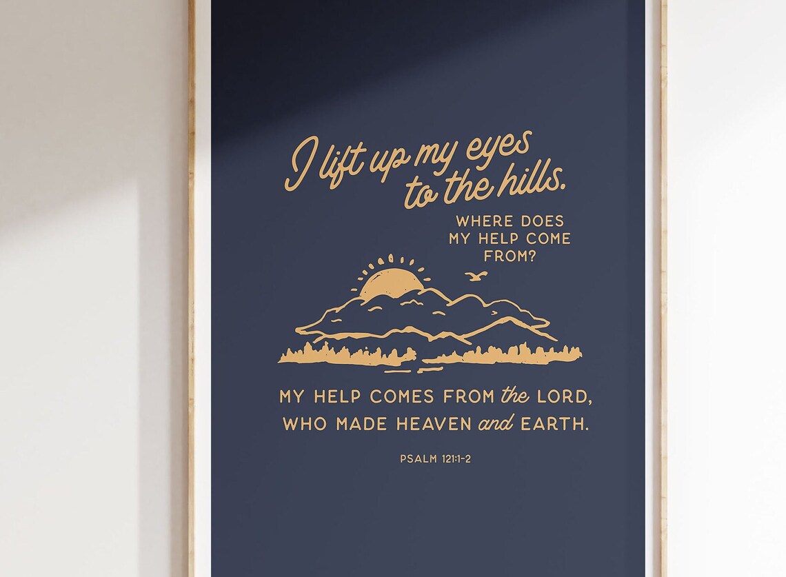 Psalm 121 Bible Verse, Vintage Retro Art Print - Image 2
