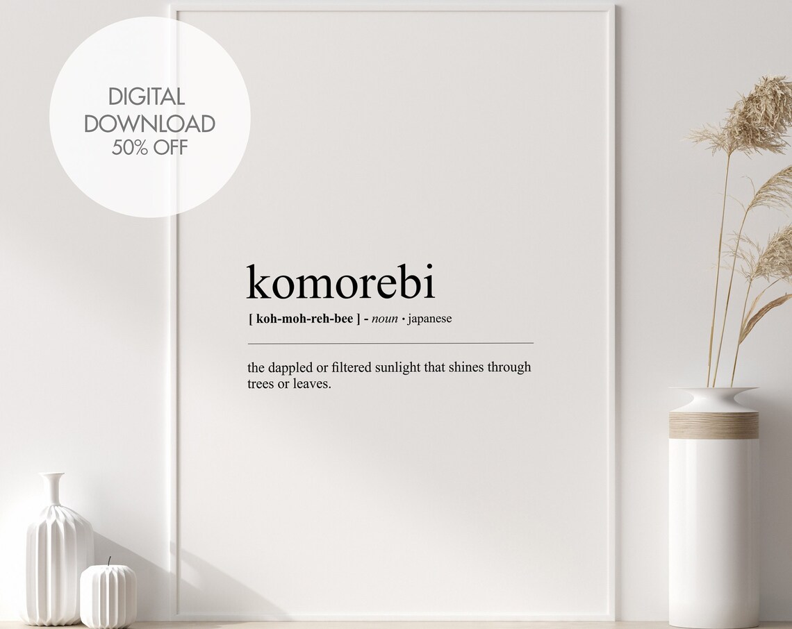 Komorebi Japanese Word Definition Minimalist Dictionary Poster