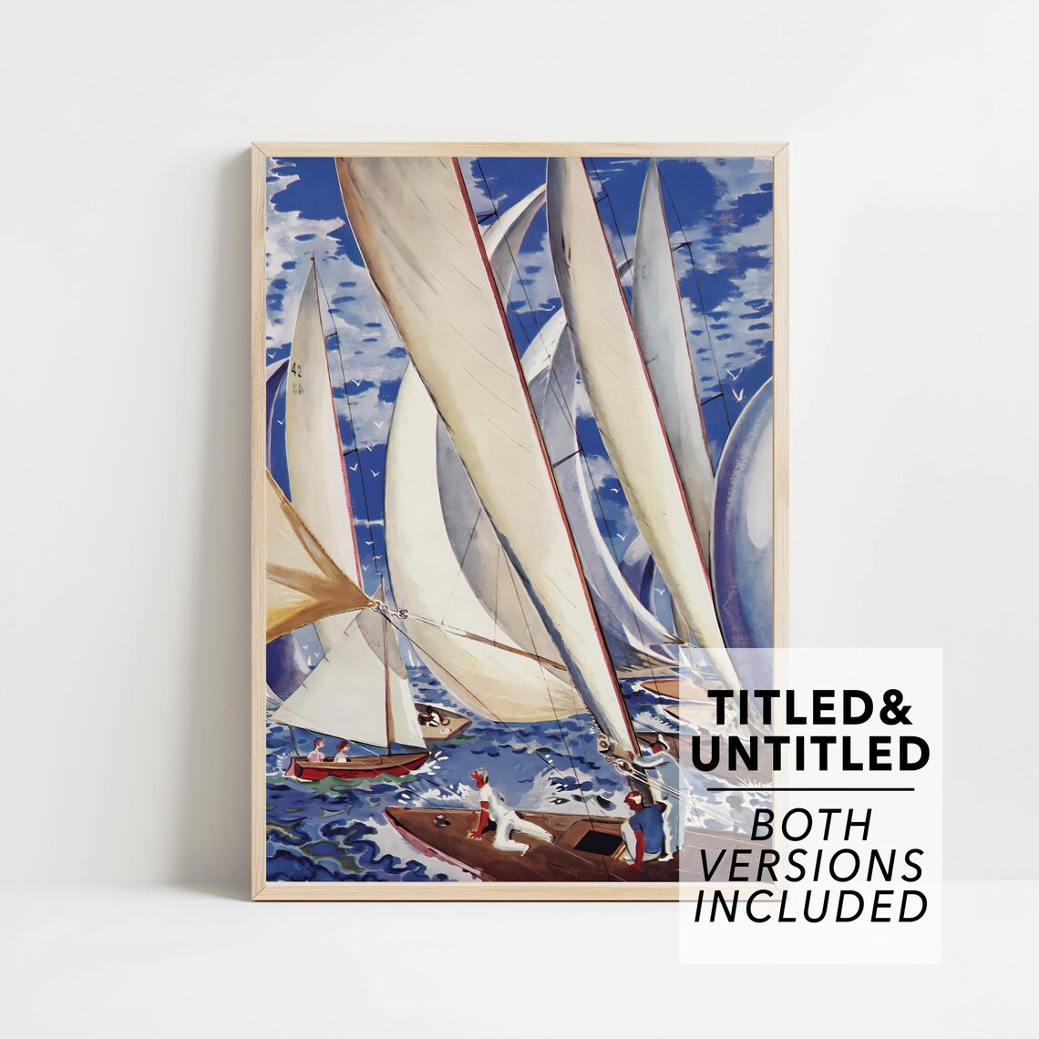 Towering White Sails At Yacht Race On Deep Blue Sea Sports Poster