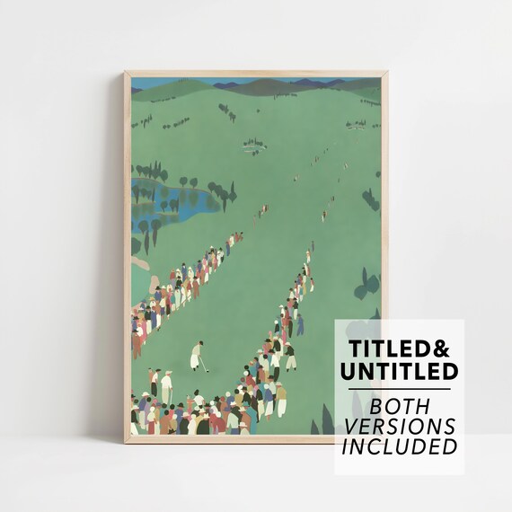 New Yorker Style Vintage Golf Course Crowds Watching a Putt Art Poster