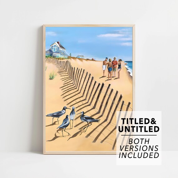 Beach Dune Fence Shorebirds Coastal Summer Seaside Coastal Poster