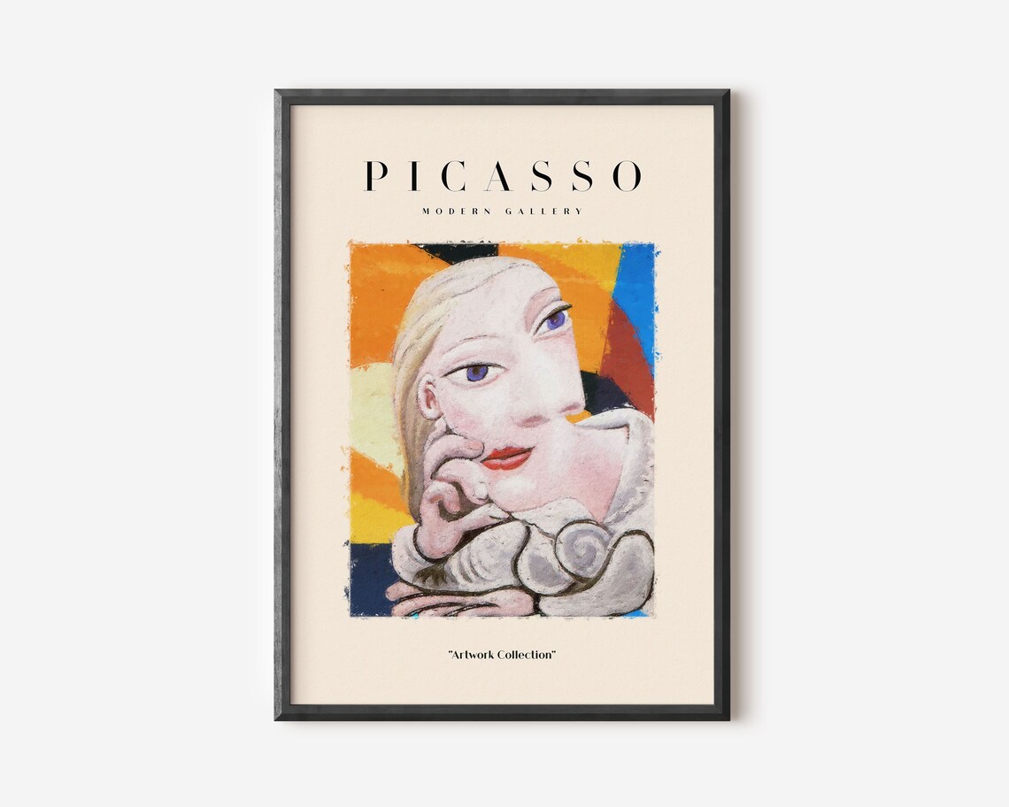 Picasso Exhibition, Neutral Beige Abstract Vintage Minimalist