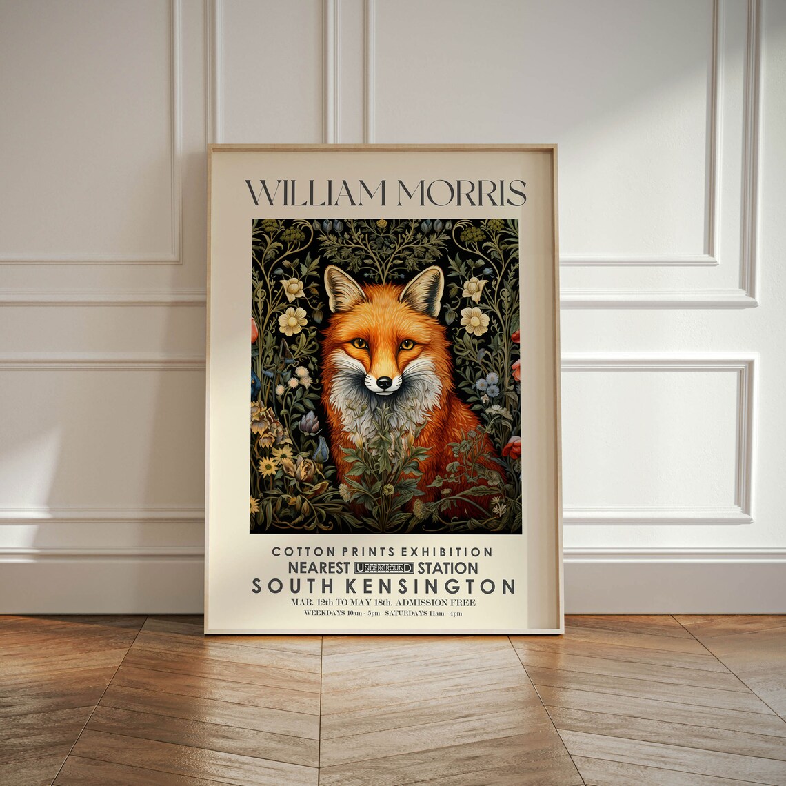 William Morris Vintage Red Fox Among Flowers Exhibition Art Poster - Image 2