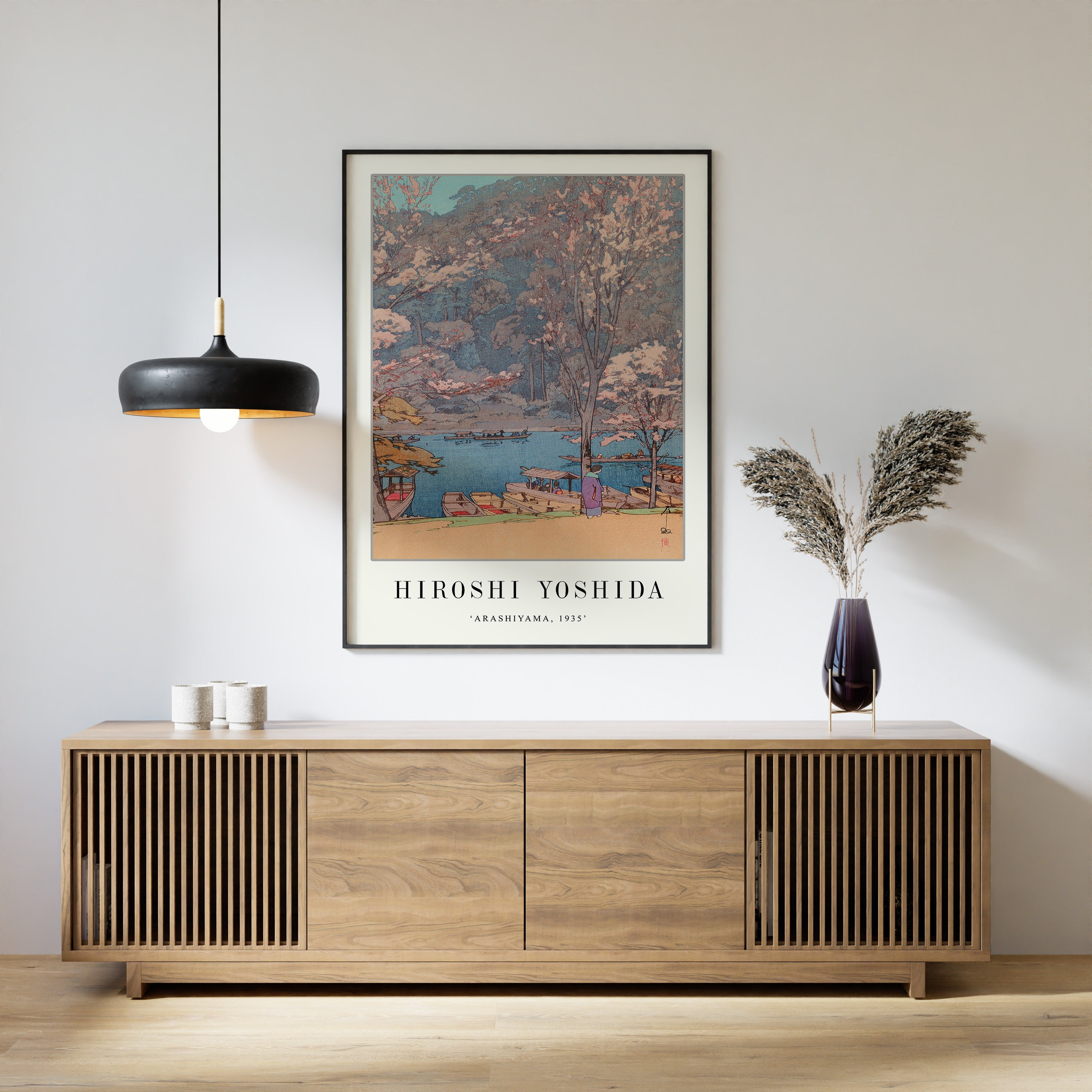Hiroshi Yoshida Arashiyama 1935 Cherry Blossom River Scene Poster - Image 3