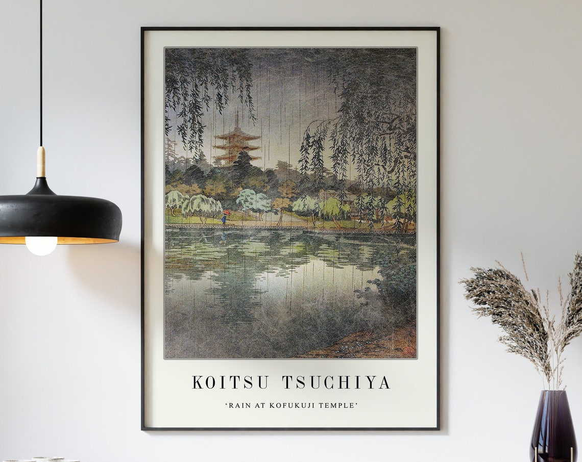 Koitsu Tsuchiya Rain at Kofukuji Temple Japanese Woodblock Poster - Image 3
