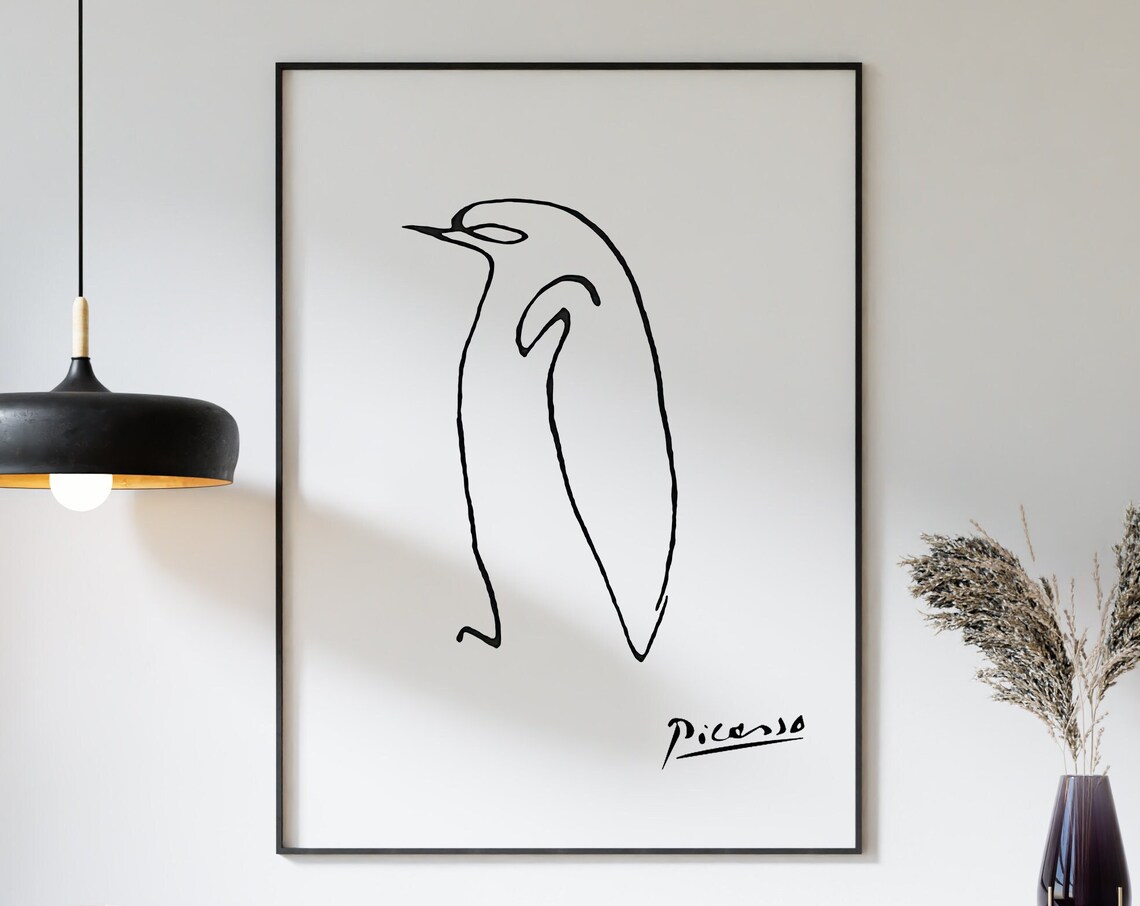 Picasso Minimalist Penguin Bird Line Art Print - Image 3