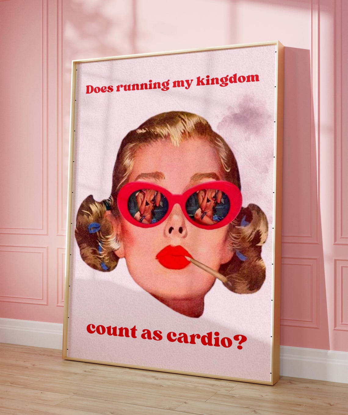 Does Running My Kingdom Count As Cardio Retro Woman Funny Quote Poster