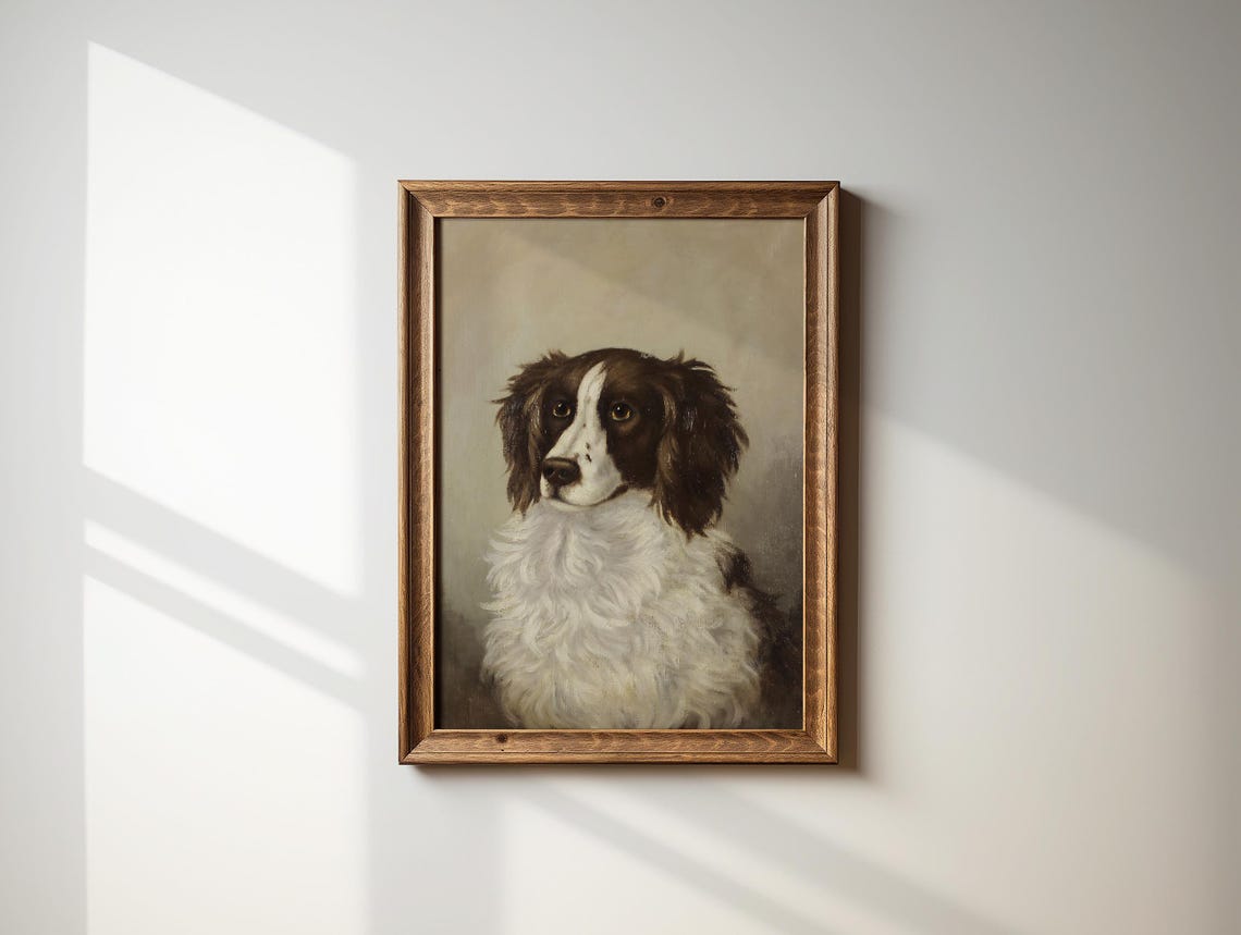 Charming Vintage Spaniel Dog Classic Oil Painting Portrait Poster - Image 2