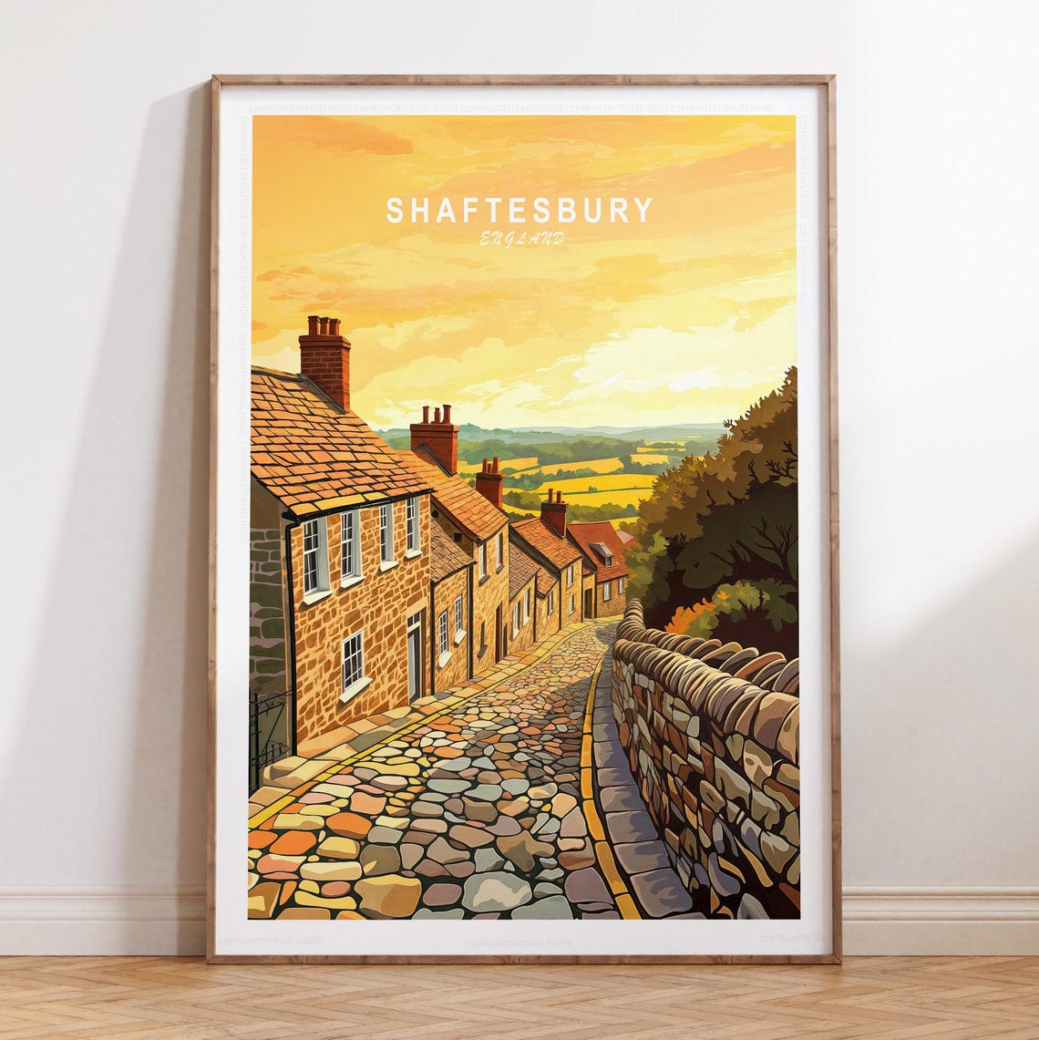 Shaftesbury England Travel Poster England Travel Print Shaftesbury Wall Art Print Minimalist Cityscape Wedding Gifts