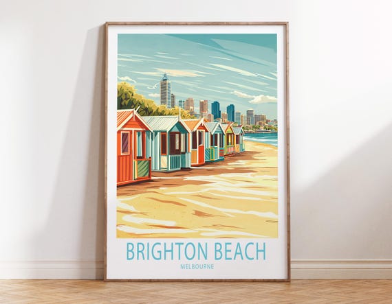 Beach Travel Poster Melbourne Wall Art Print House Warming Gifts