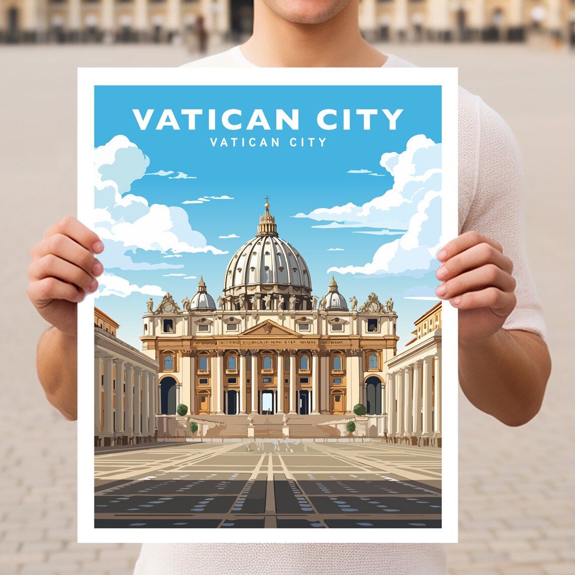 Vatican City St Peters Basilica Travel Poster