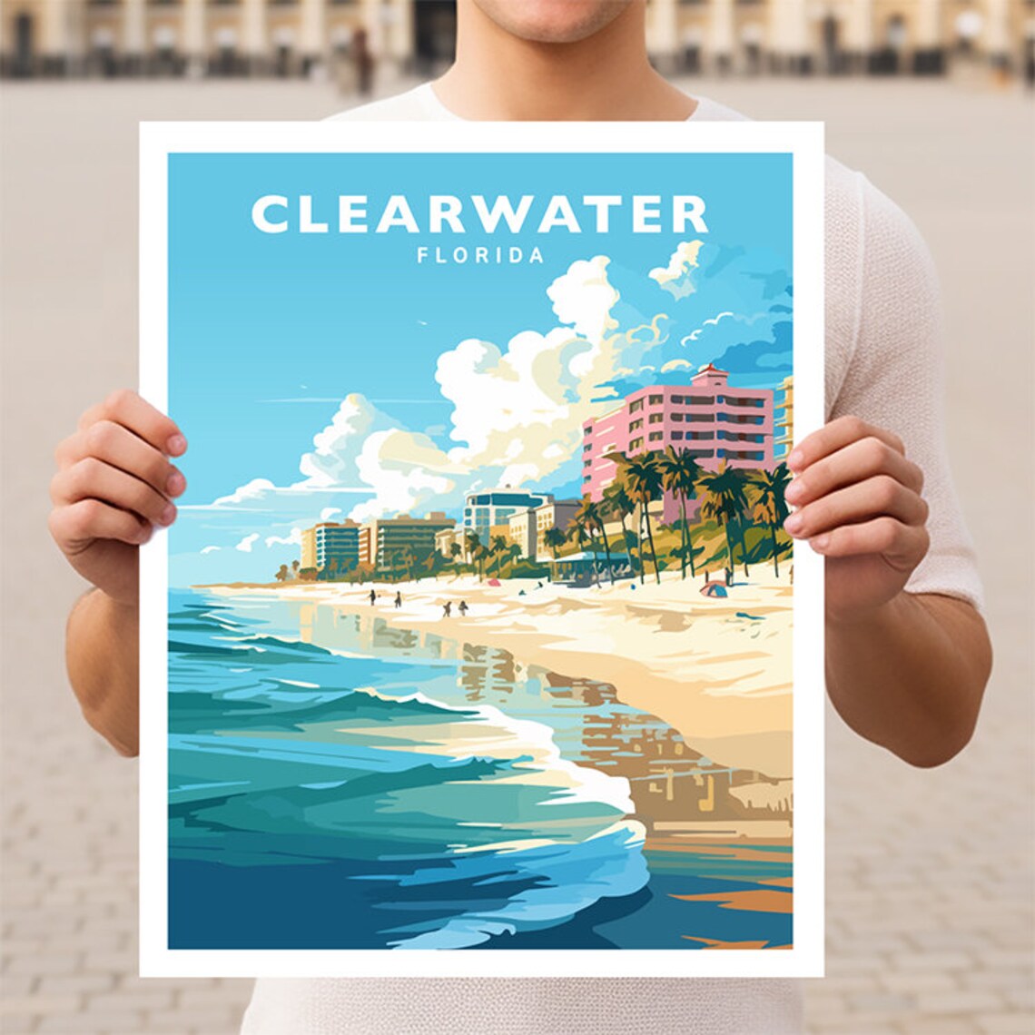 Clearwater Beach, Florida Travel Poster Print