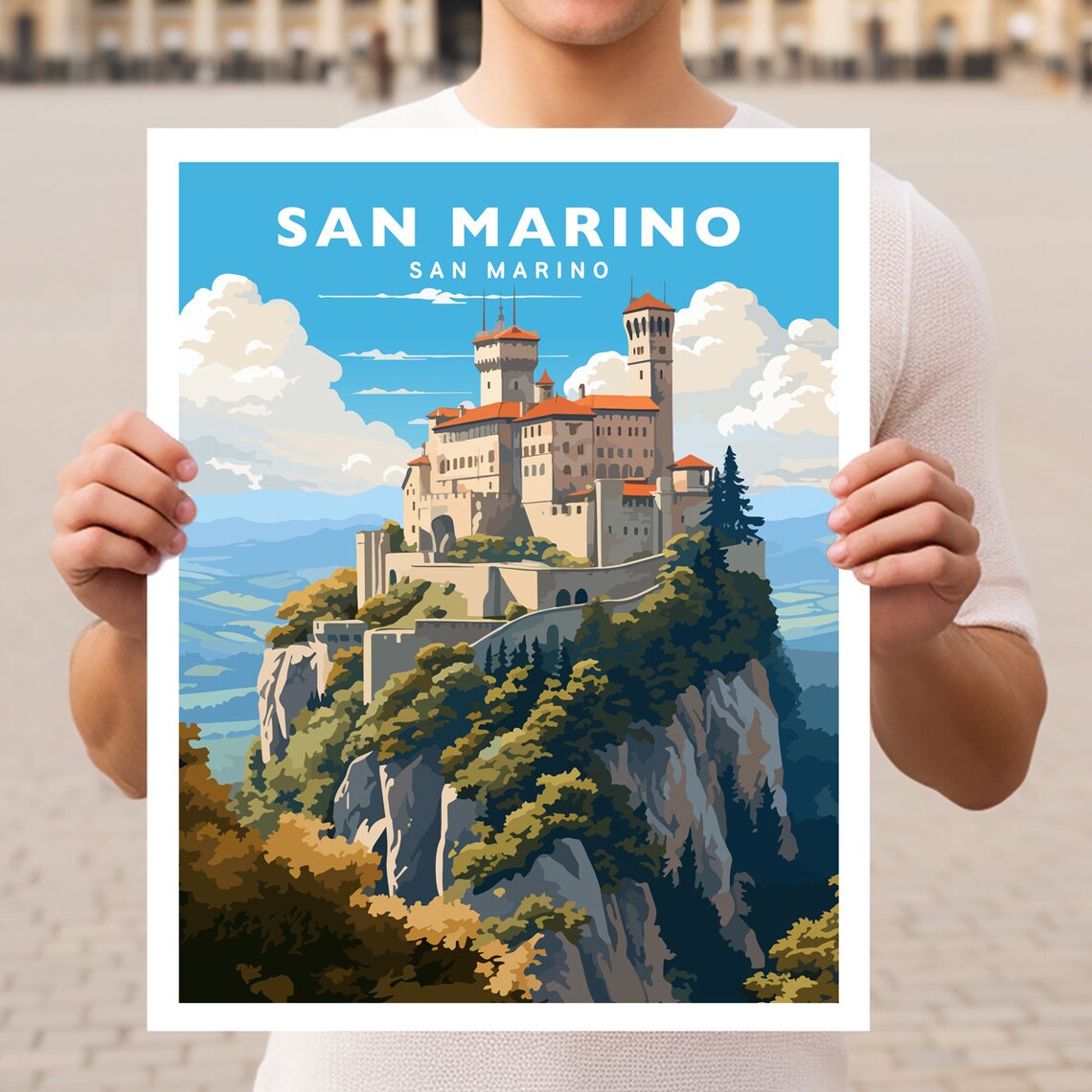 San Marino Guaita Fortress Mount Titano Medieval Castle Poster