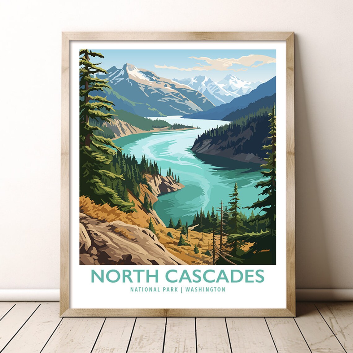 North Cascades National Park Washington Alpine Lake Vintage Poster