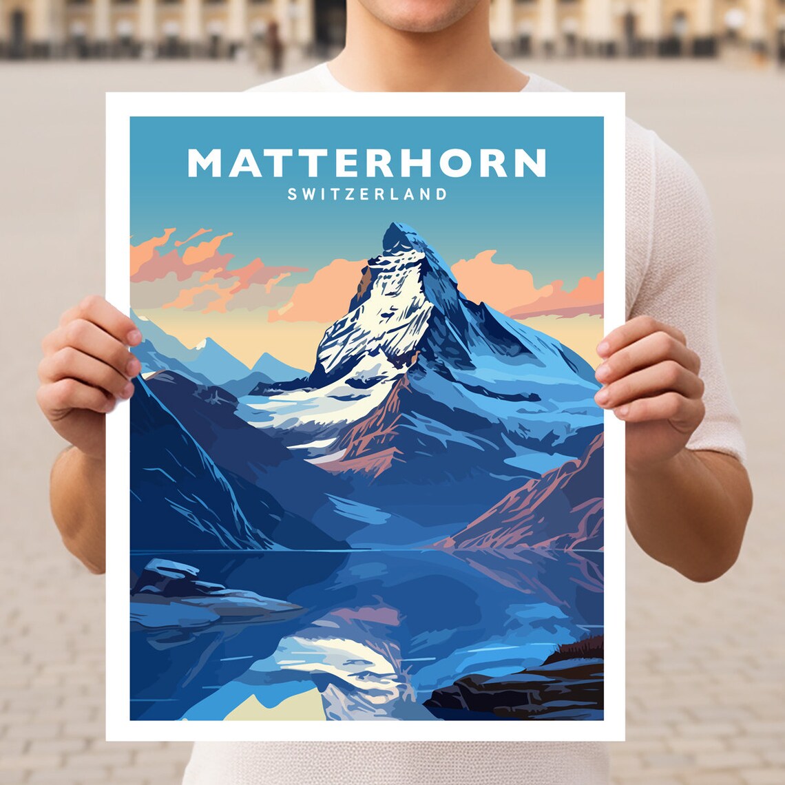 Matterhorn Switzerland Swiss Alps Peak Lake Reflection Poster
