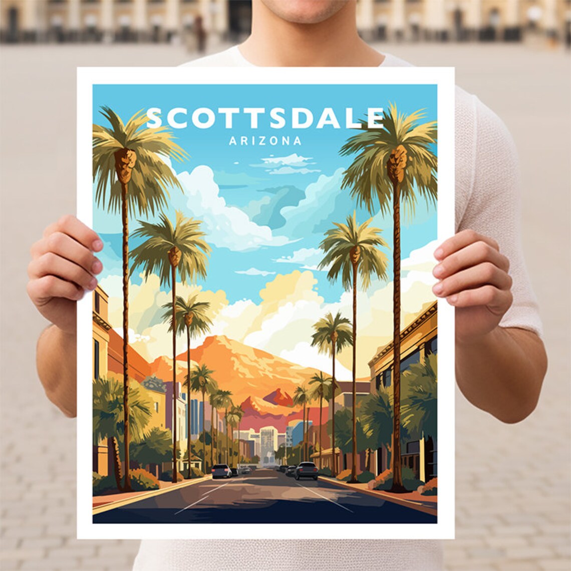 Scottsdale Arizona Travel Poster, Southwestern Decor