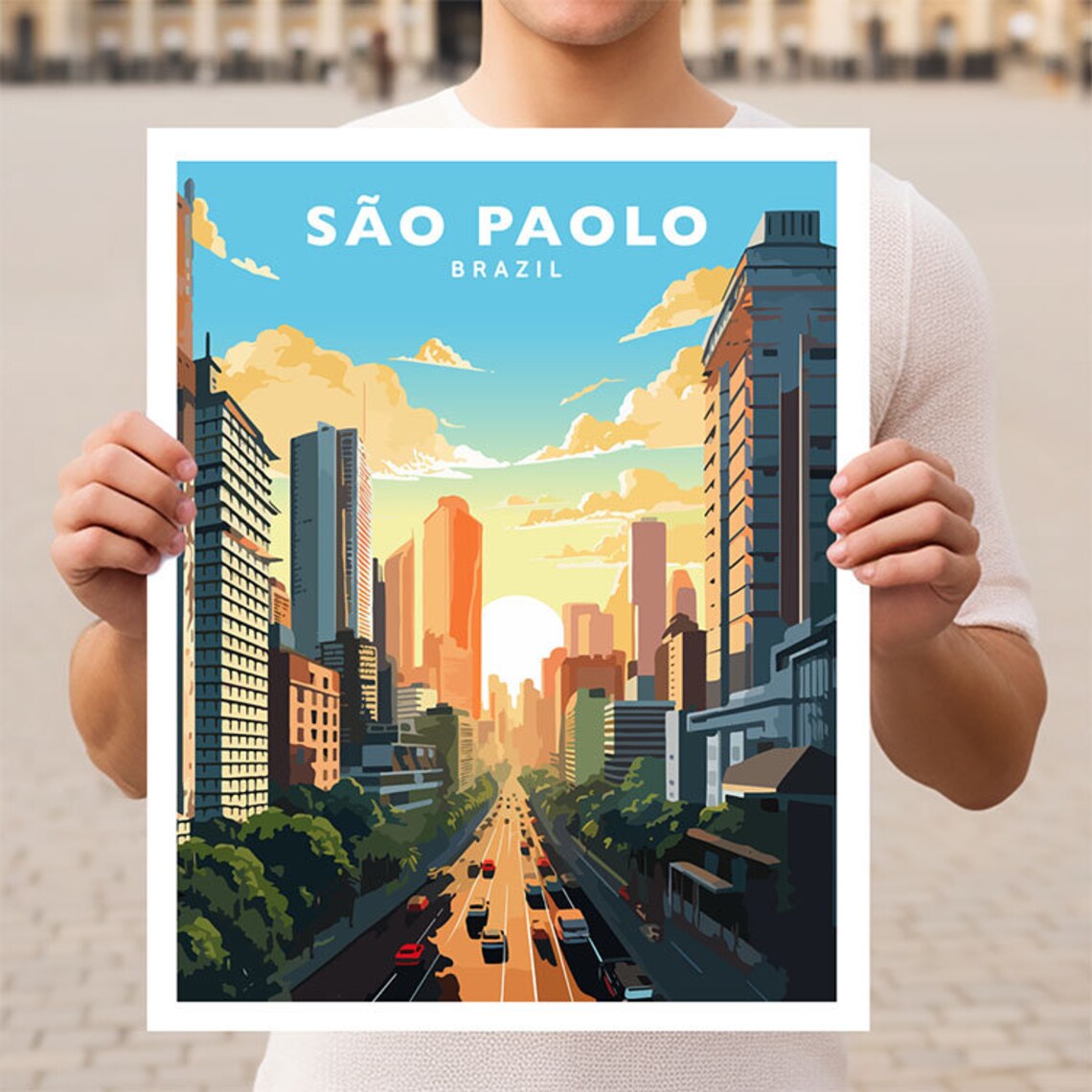Sao Paulo Travel Poster, Brazil City Art Print