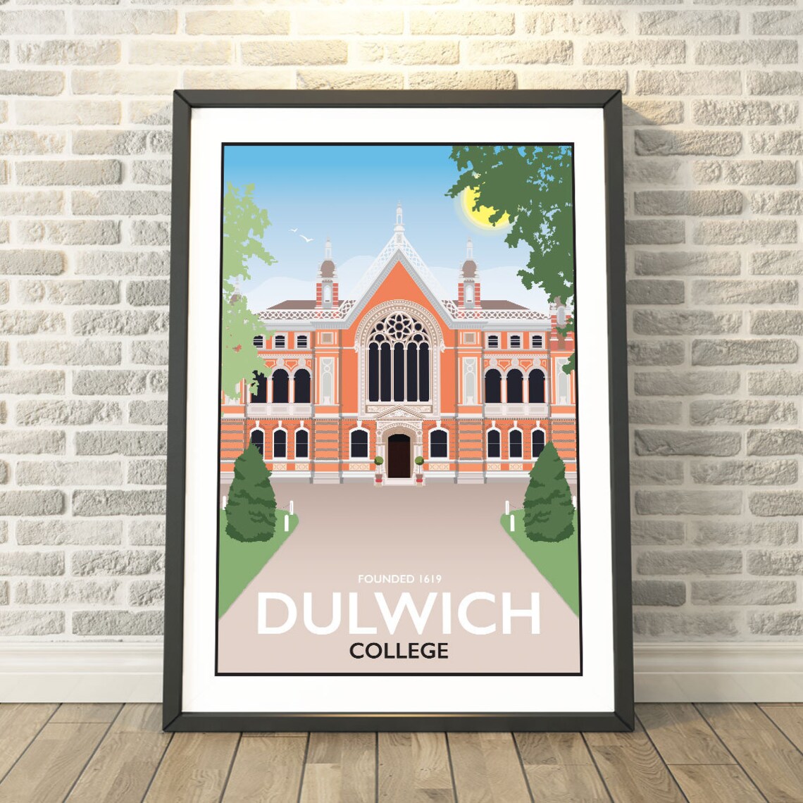 Dulwich College Founded 1619 Vintage London Travel Landmark Poster