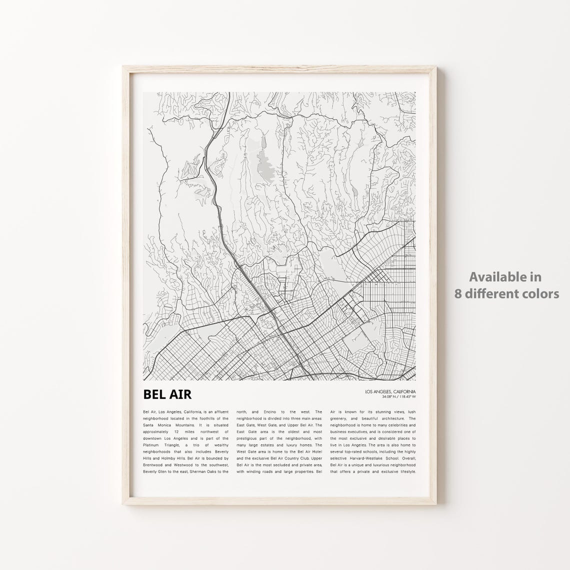 Bel Air Map Print Travel Wall Decor Art Housewarming Gift Personalized Poster