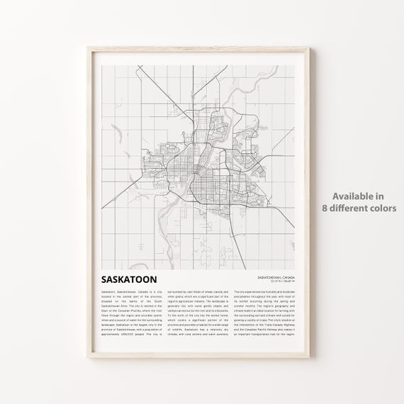 Saskatoon Canada Minimalist City Map Travel Wall Decor Poster