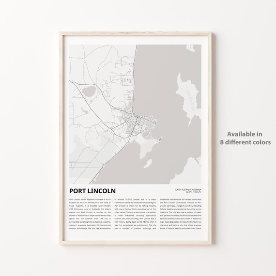 Port Lincoln South Australia Detailed City Map Street Plan Poster