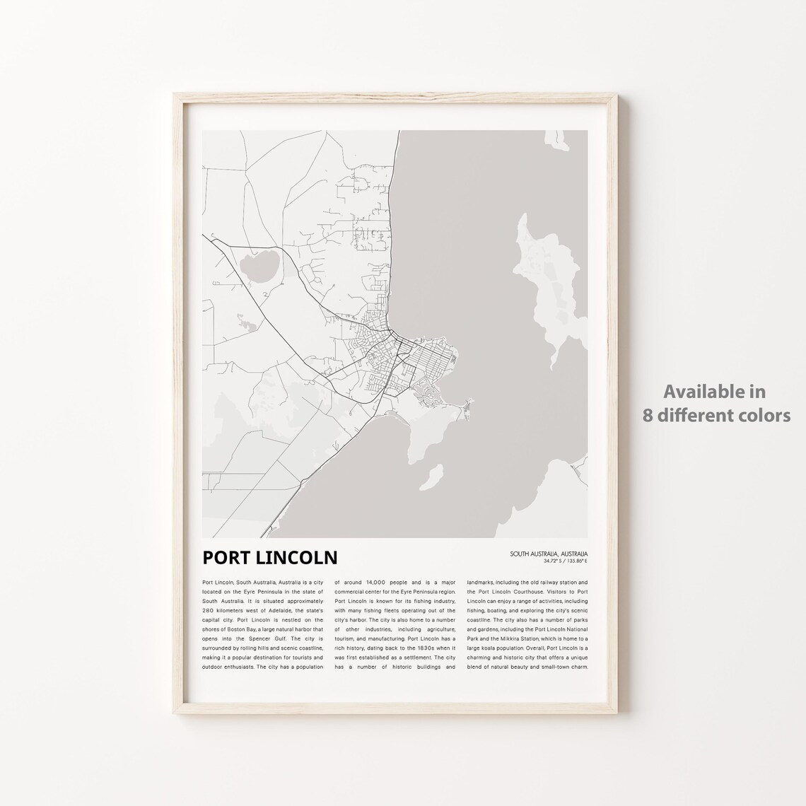 Port Lincoln South Australia Detailed City Map Street Plan Poster