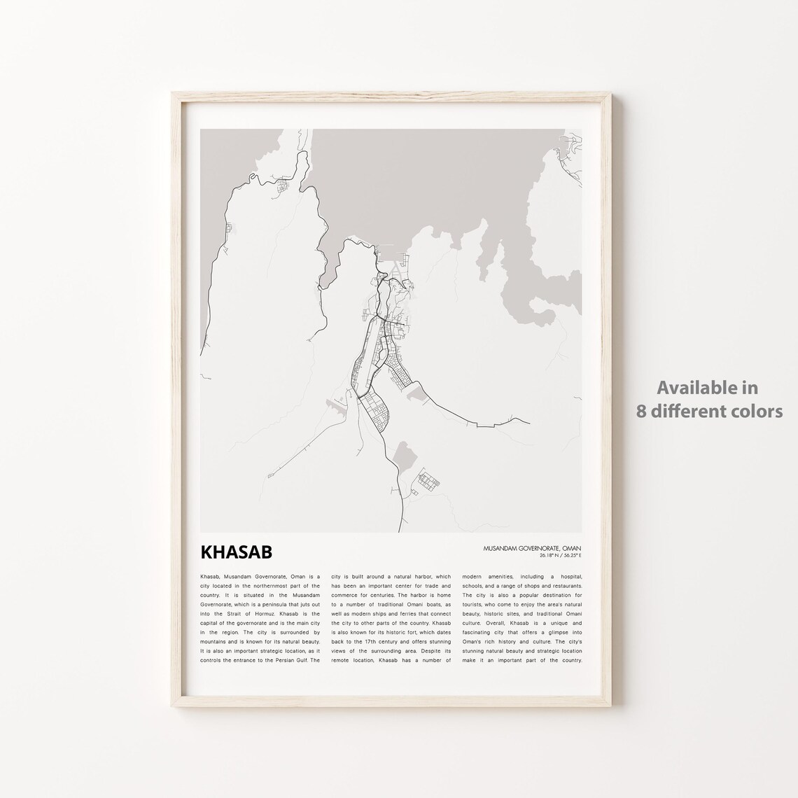 Khasab Oman Musandam Peninsula Minimalist City Map Street Grid Poster