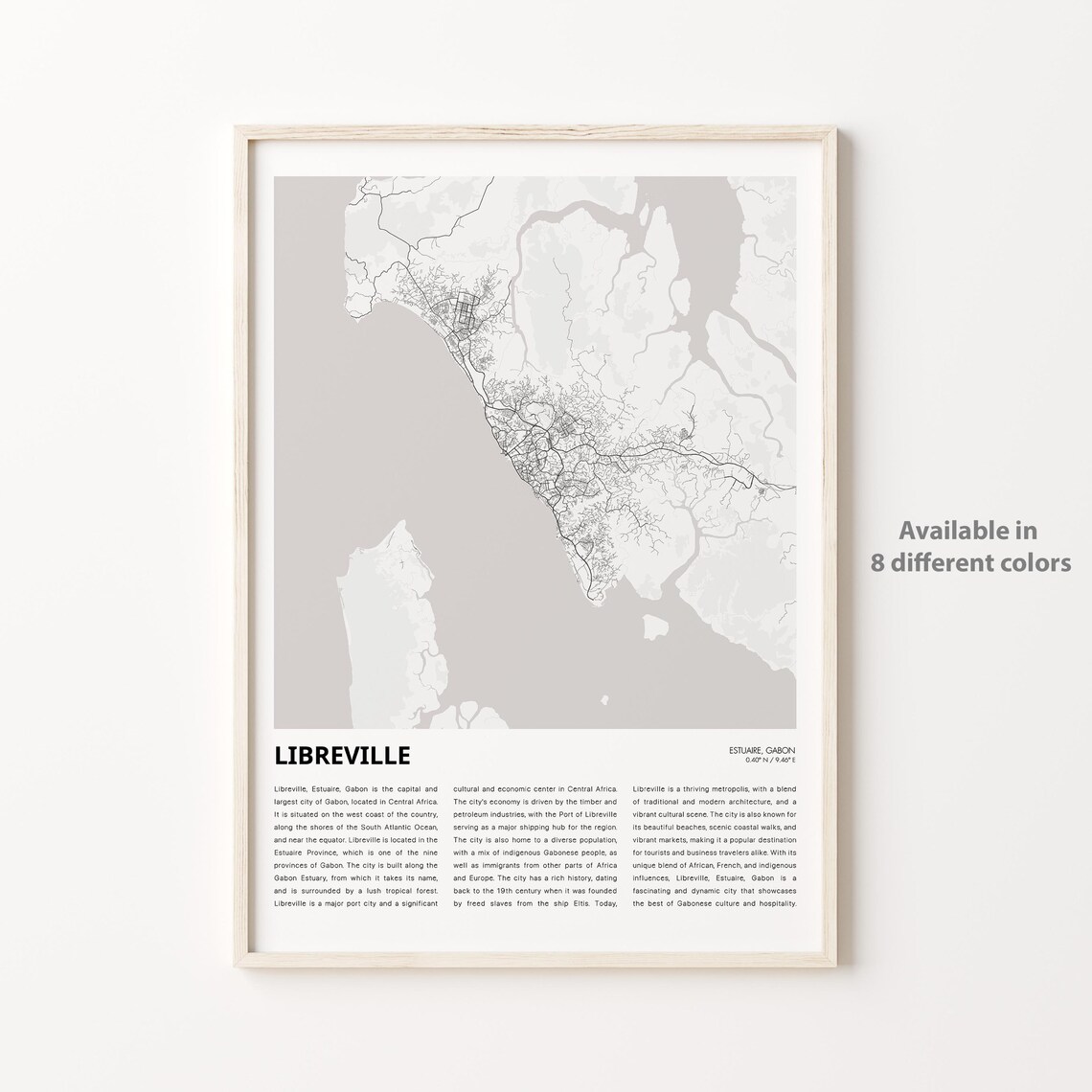 Libreville Gabon Minimalist Street Map Line Art Travel Poster