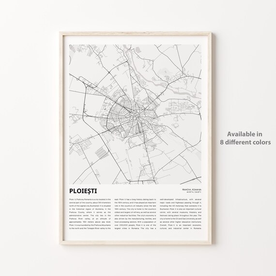 Ploiesti Romania Prahova Minimal Monochrome Street Map City Poster
