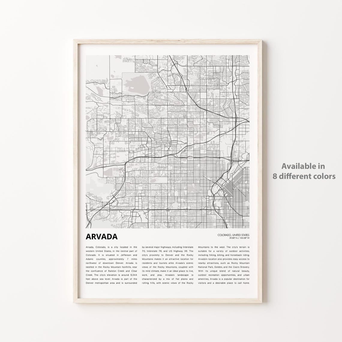 Arvada Map Print Travel Wall Decor Art Colorado Housewarming Gift