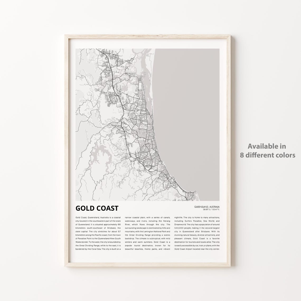 Gold Coast Queensland Australia Minimalist City Map Travel Print