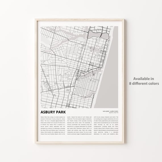 Asbury Park Map Travel Poster, New Jersey