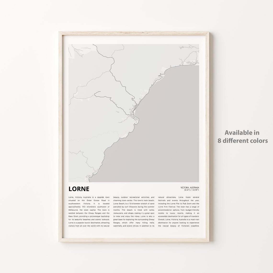 Lorne Map Print Travel Wall Decor Art Victoria Housewarming Gift