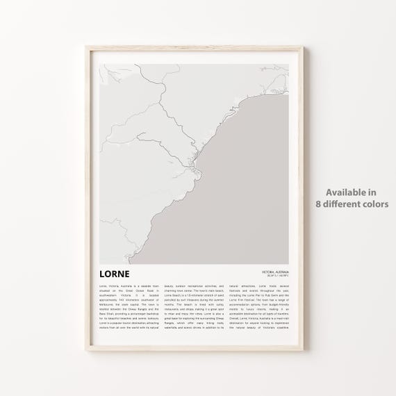 Lorne Map Print Travel Wall Decor Art Victoria Housewarming Gift
