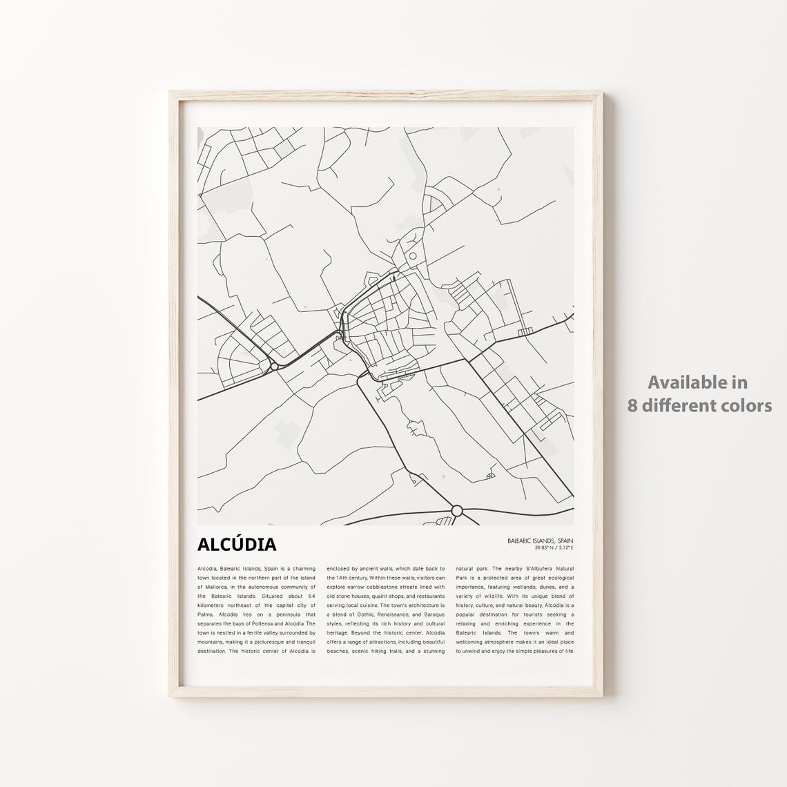 Alcdia Map Print Travel Wall Decor Art Balearic Islands Housewarming Gift Poster Minimal