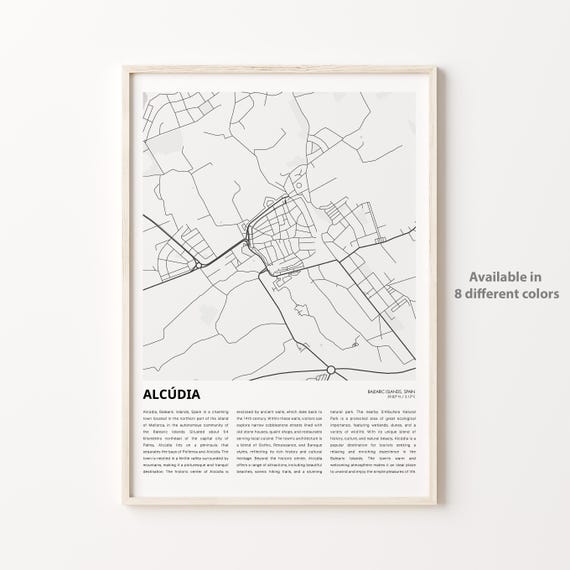 Alcdia Map Print Travel Wall Decor Art Balearic Islands Housewarming Gift Poster Minimal