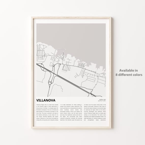 Villanova Puglia Italy Minimalist Street Map Travel Art Poster