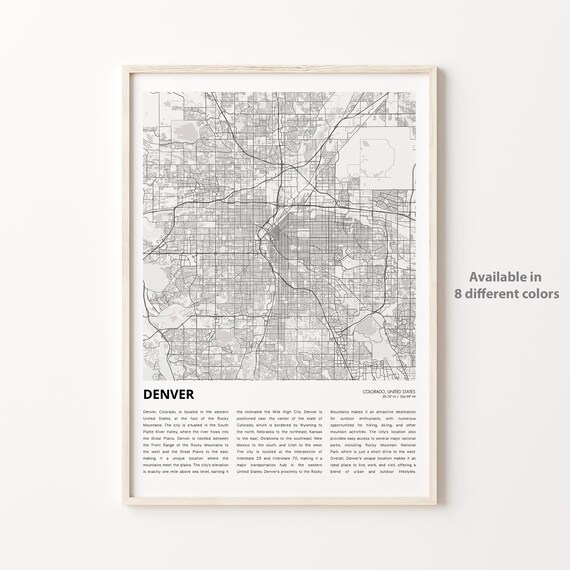 Denver Colorado Minimalist City Map With Mile High Text Detail Wall Poster