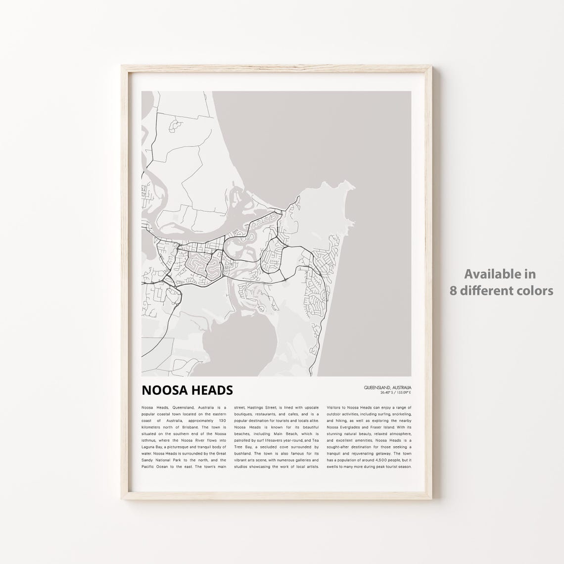 Noosa Heads Queensland Australia Minimalist Street Map Art Poster