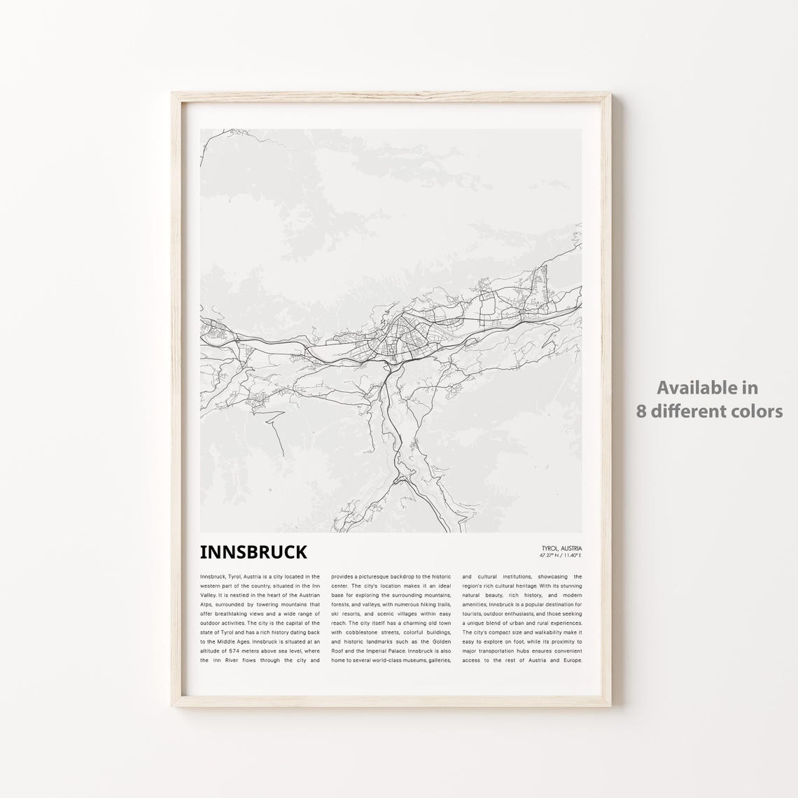 Innsbruck Map Print Travel Wall Decor Art Tyrol Housewarming Gift