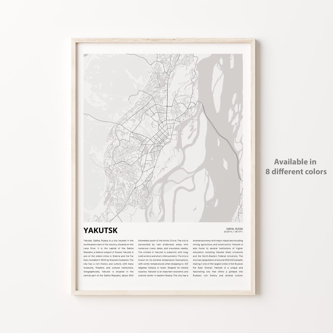Yakutsk Sakha Russia Minimalist City Map With Coordinates Poster