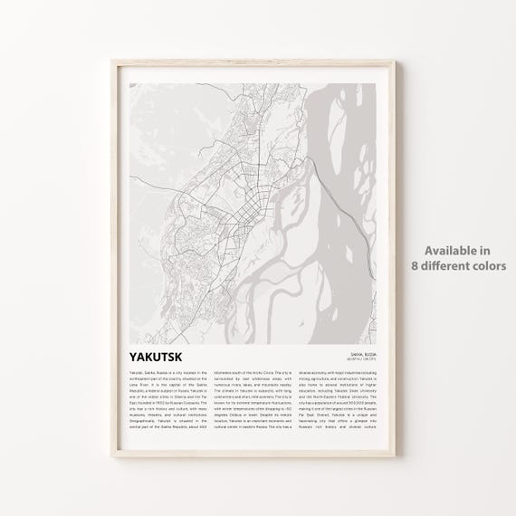 Yakutsk Sakha Russia Minimalist City Map With Coordinates Poster