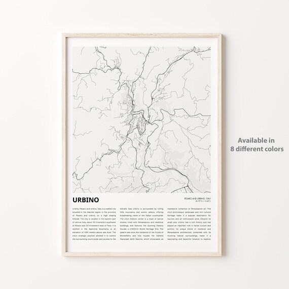 Urbino Italy Minimalist Renaissance Hill Town Map Art Poster