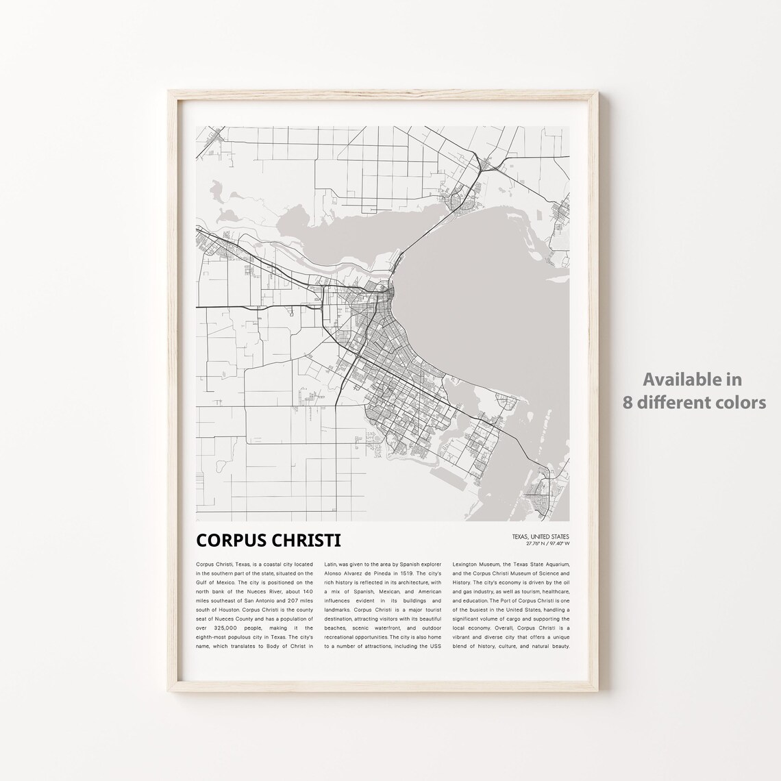 Corpus Christi Map Print, Texas Travel Poster