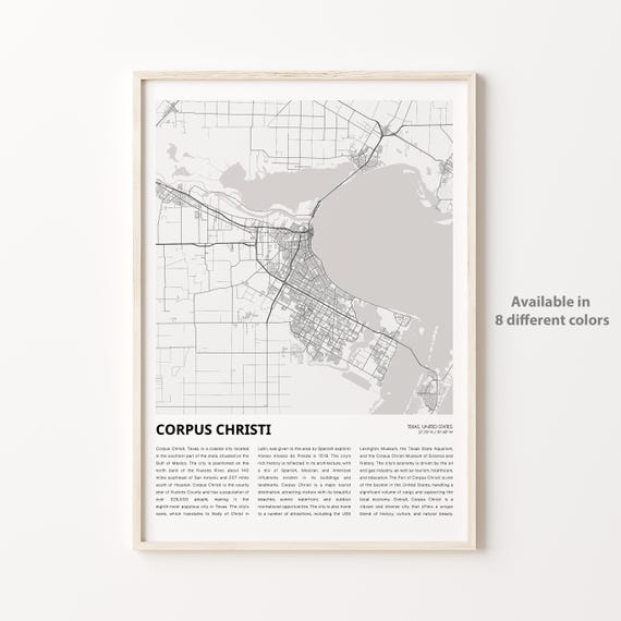 Corpus Christi Map Print, Texas Travel Poster