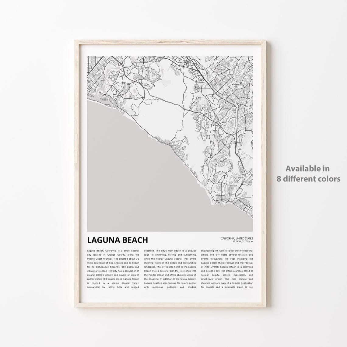 Laguna Beach California Minimalist City Map Line Drawing Poster