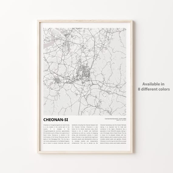 Cheonansi Map Print Travel Wall Decor Art Chungcheongnamdo Housewarming Gift